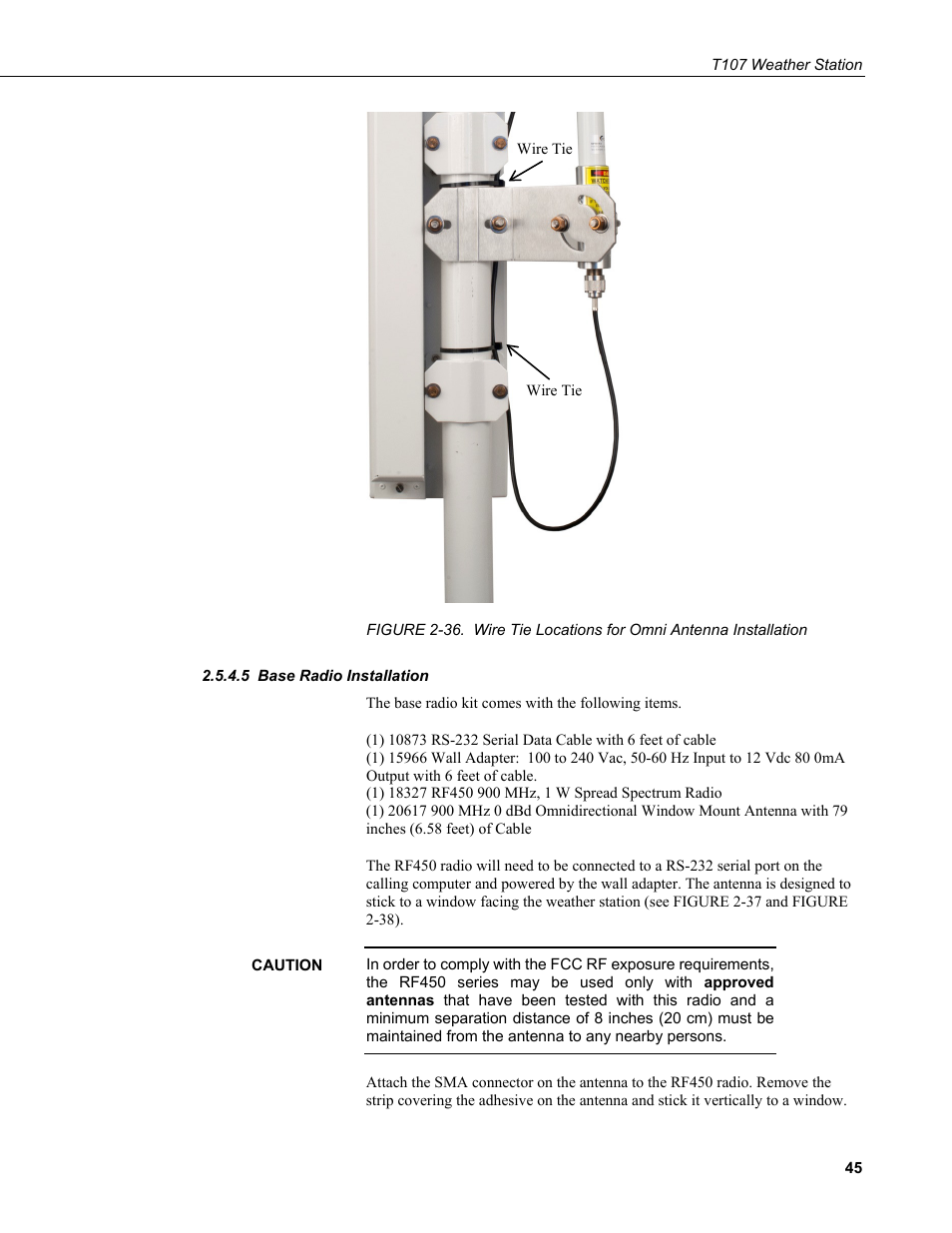 5 base radio installation, Base radio installation | Campbell Scientific T.Weather T107 Toro Weather Station User Manual | Page 53 / 106