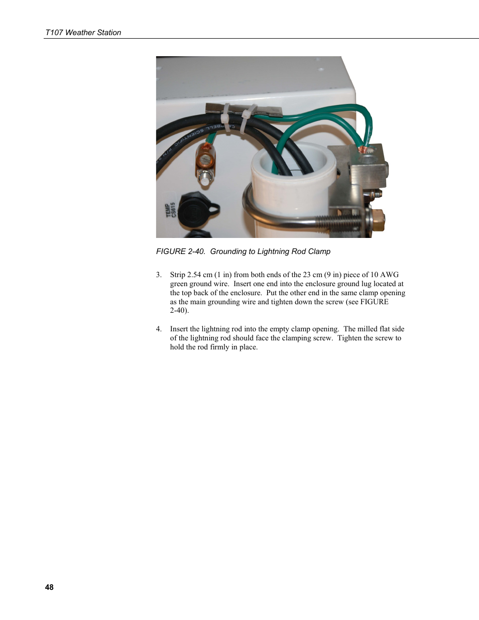 40. grounding to lightning rod clamp, Figure 2-40, Figure 2-40) | Campbell Scientific T.Weather T107 Toro Weather Station User Manual | Page 56 / 106