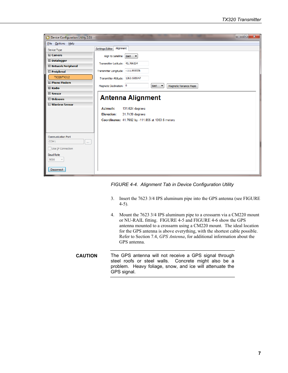 4. alignment tab in device configuration utility, Figure 4-4 | Campbell Scientific TX320 Transmitter User Manual | Page 17 / 80