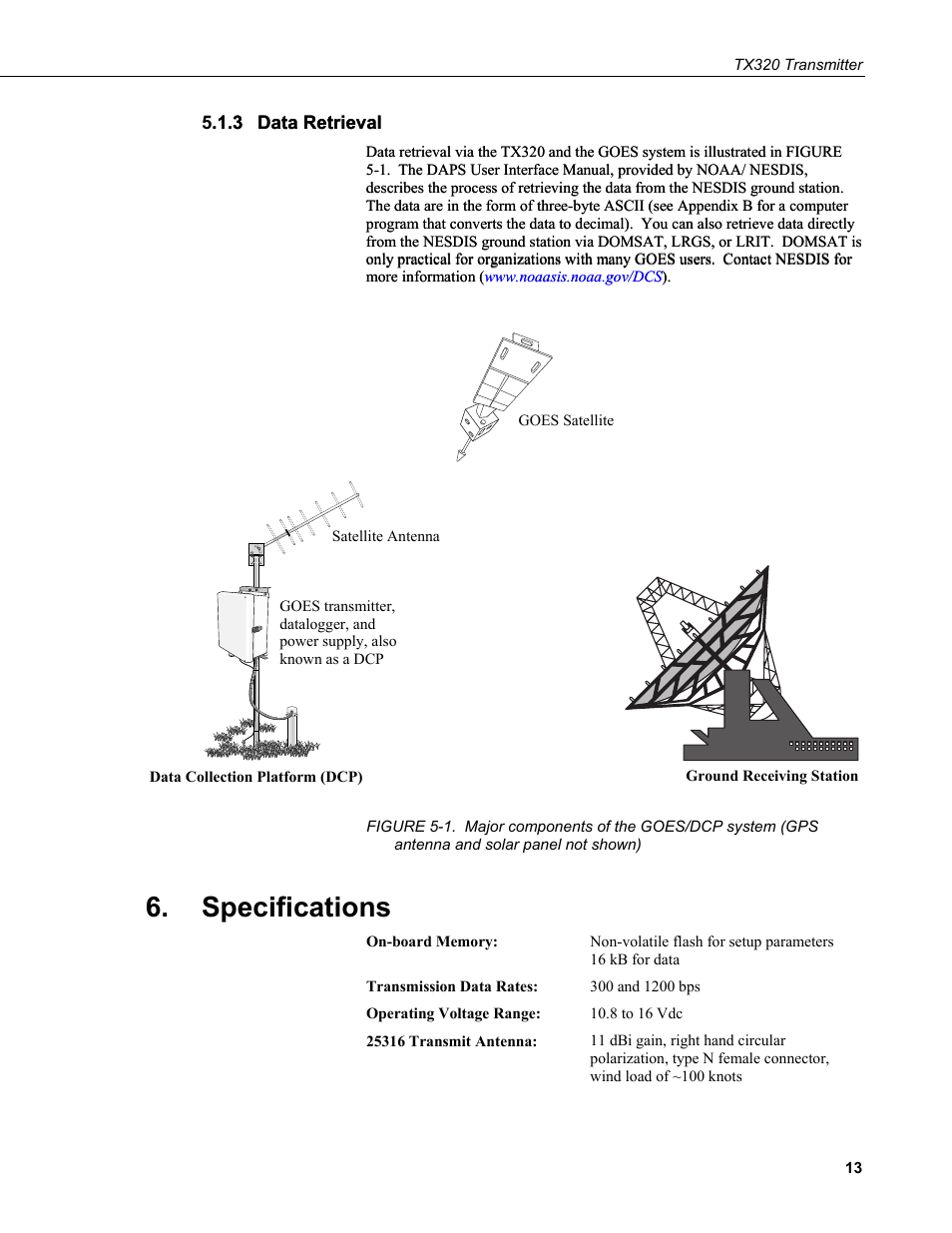 3 data retrieval, Specifications, Data retrieval | Panel not shown) | Campbell Scientific TX320 Transmitter User Manual | Page 23 / 80
