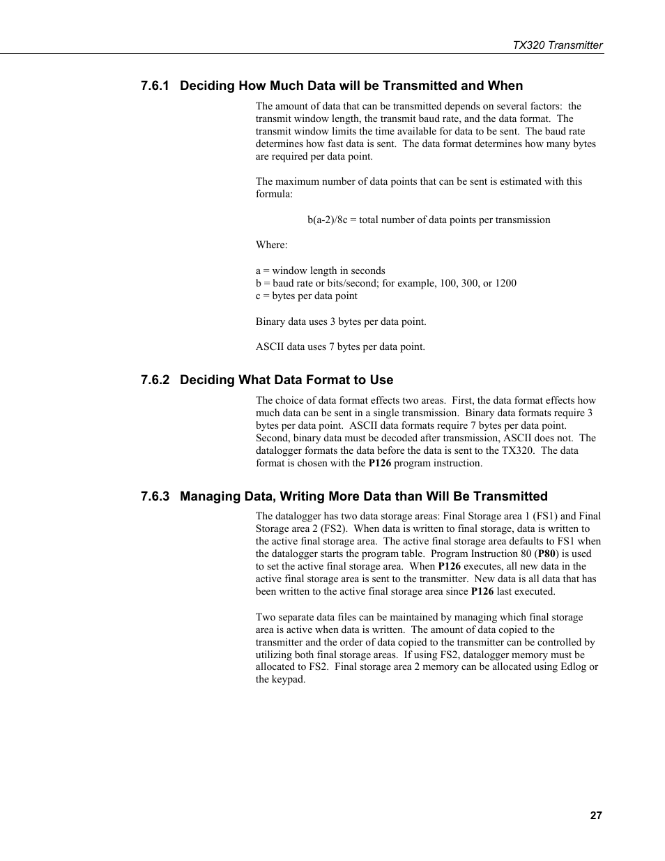 2 deciding what data format to use, Deciding what data format to use | Campbell Scientific TX320 Transmitter User Manual | Page 37 / 80