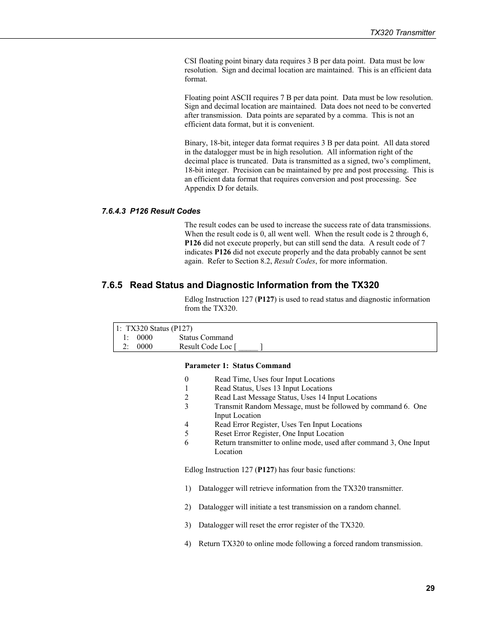 3 p126 result codes, P126 result codes | Campbell Scientific TX320 Transmitter User Manual | Page 39 / 80