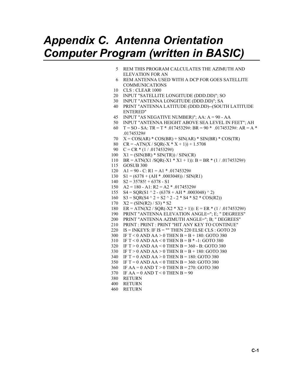 Antenna orientation computer program | Campbell Scientific TX320 Transmitter User Manual | Page 55 / 80