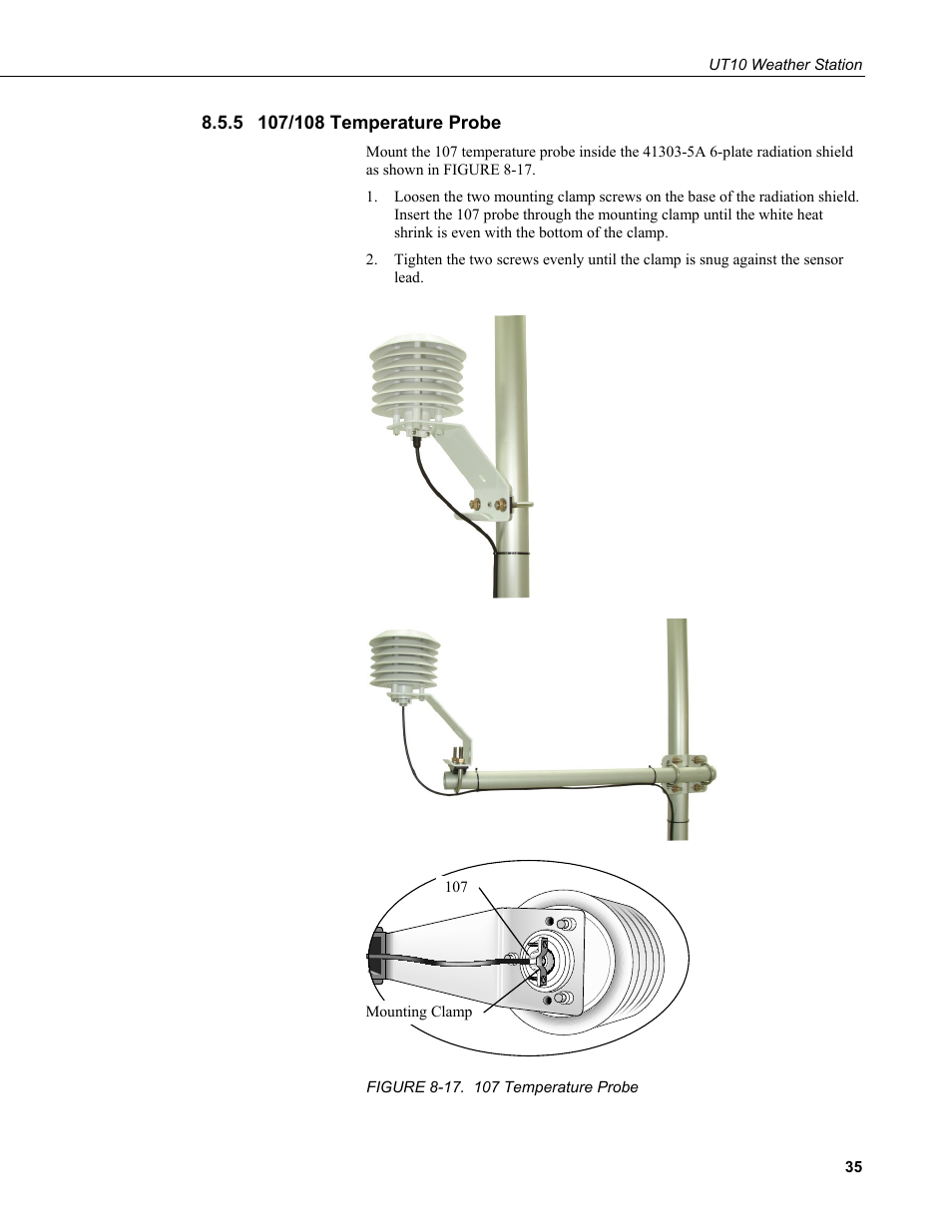5 107/108 temperature probe, 107/108 temperature probe, 17. 107 temperature probe | Campbell Scientific UT10 10 foot Tower w/ Grounding Kit and Hinged Base User Manual | Page 45 / 66