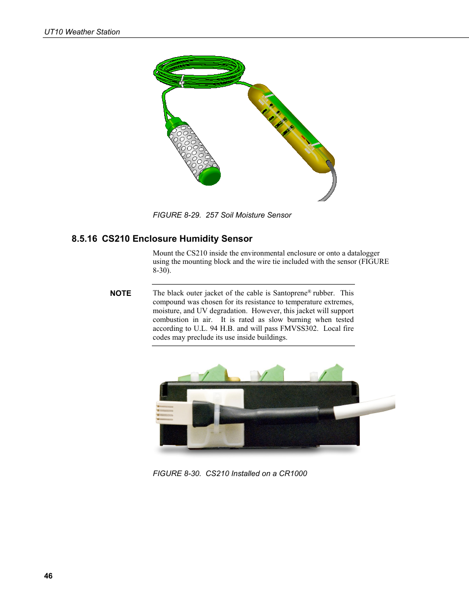 16 cs210 enclosure humidity sensor, Cs210 enclosure humidity sensor, 29. 257 soil moisture sensor | 30. cs210 installed on a cr1000 | Campbell Scientific UT10 10 foot Tower w/ Grounding Kit and Hinged Base User Manual | Page 56 / 66