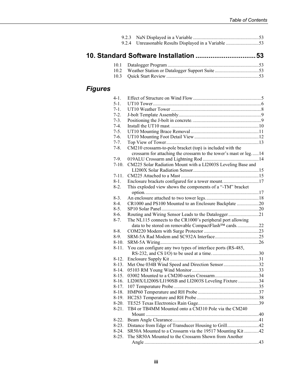 Standard software installation, Figures | Campbell Scientific UT10 10 foot Tower w/ Grounding Kit and Hinged Base User Manual | Page 9 / 66