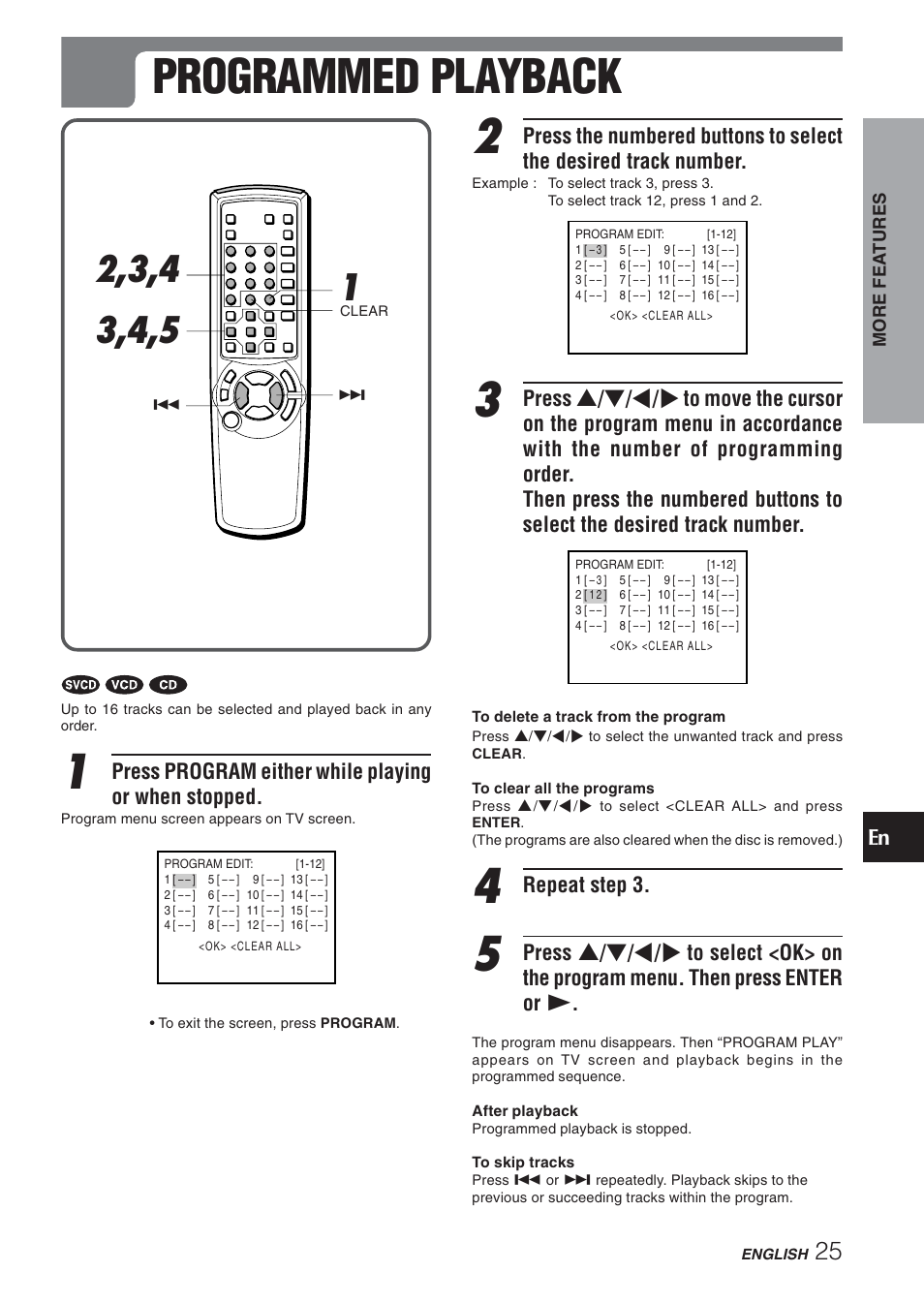 Programmed playback 2 | Aiwa XD-DV270 User Manual | Page 25 / 39