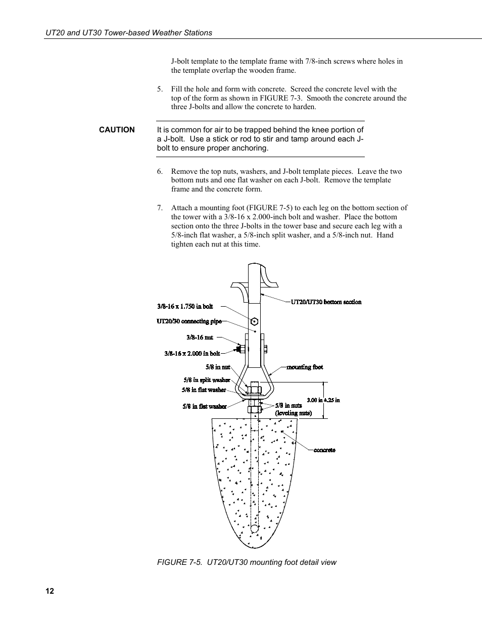 5. ut20/ut30 mounting foot detail view | Campbell Scientific UT20 and UT30 Tower-based Weather Stations User Manual | Page 22 / 74