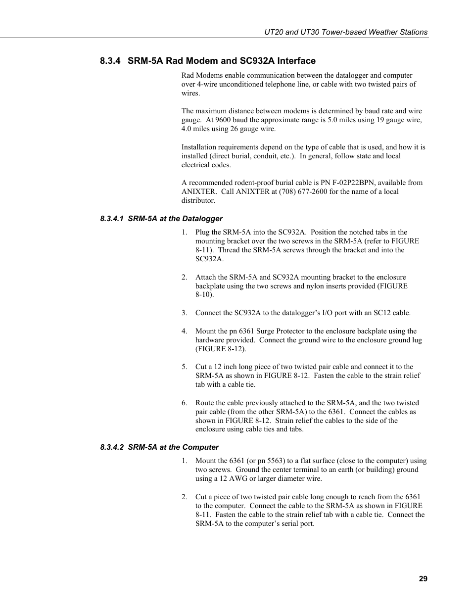 4 srm-5a rad modem and sc932a interface, 1 srm-5a at the datalogger, 2 srm-5a at the computer | Srm-5a rad modem and sc932a interface, Srm-5a at the datalogger, Srm-5a at the computer | Campbell Scientific UT20 and UT30 Tower-based Weather Stations User Manual | Page 39 / 74