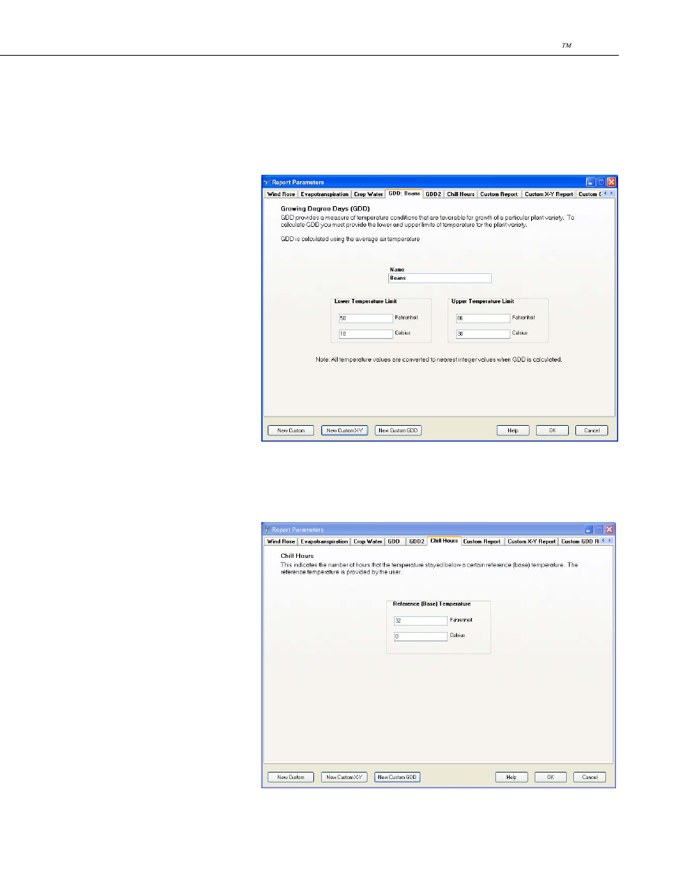 4 growing degree days and growing degree days 2, 5 chill hours | Campbell Scientific VisualWeather Software User Manual | Page 27 / 78