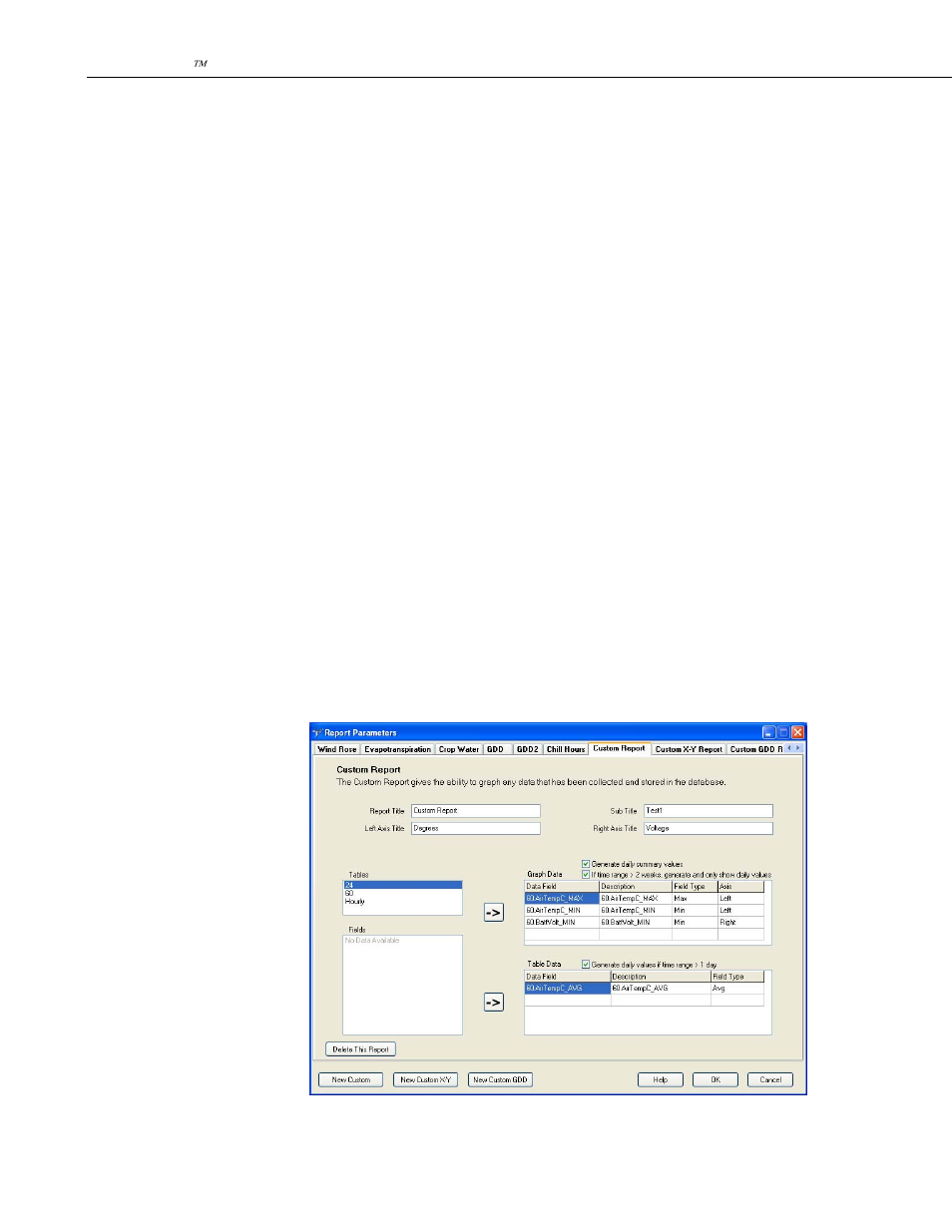 6 custom reports | Campbell Scientific VisualWeather Software User Manual | Page 28 / 78