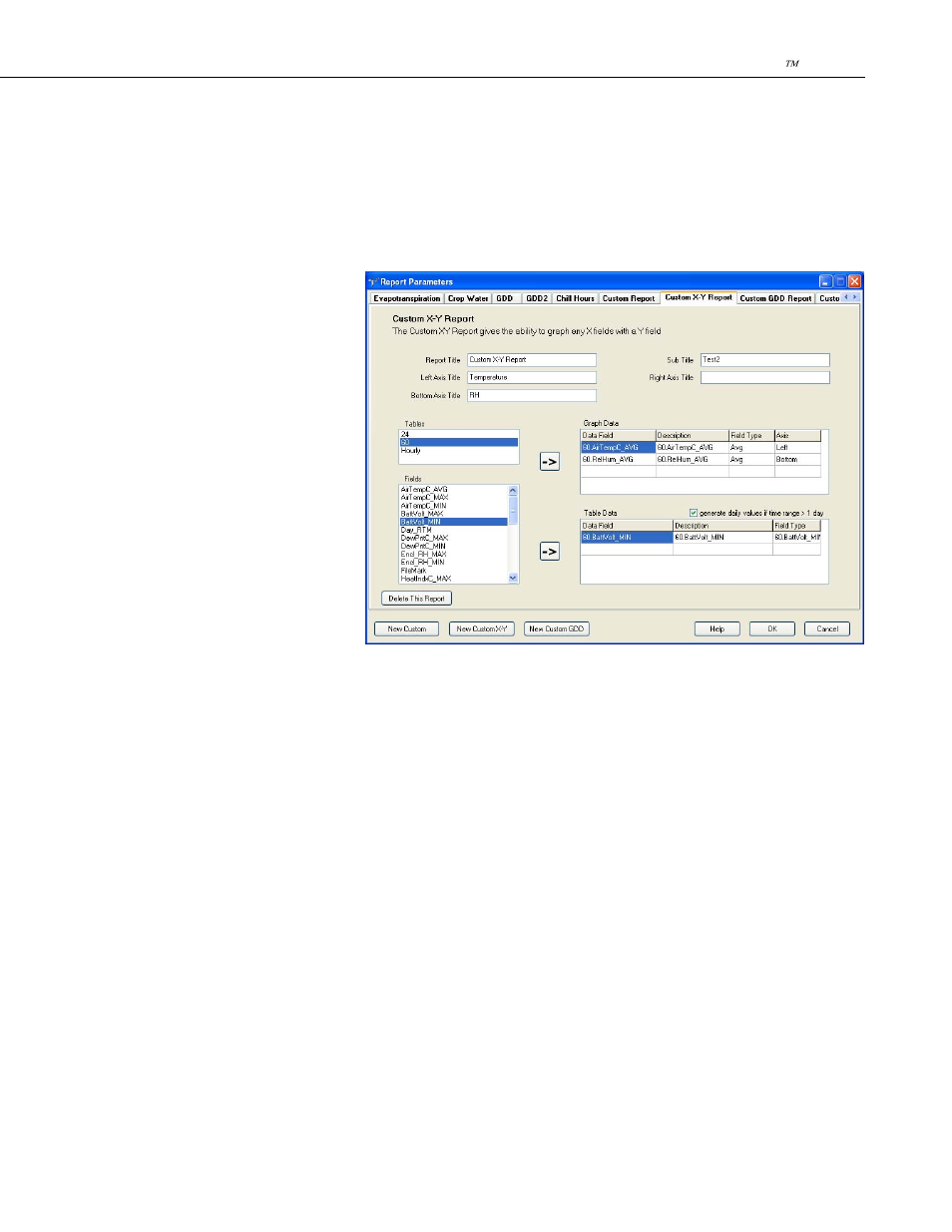 7 custom x-y reports | Campbell Scientific VisualWeather Software User Manual | Page 29 / 78