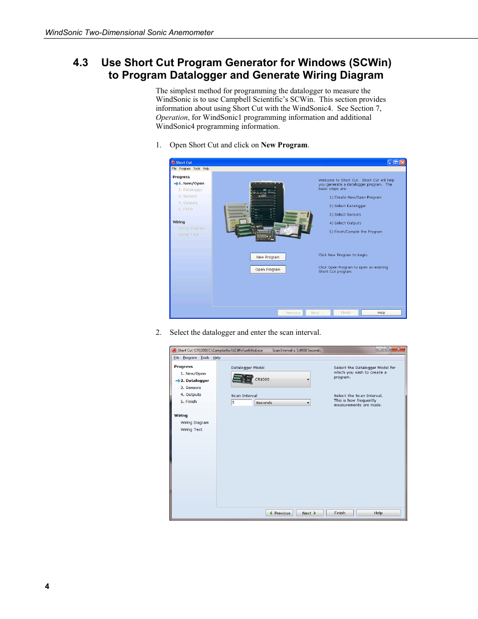 Program datalogger and generate wiring diagram | Campbell Scientific WINDSONIC 2-D Sonic Wind Sensors User Manual | Page 12 / 46