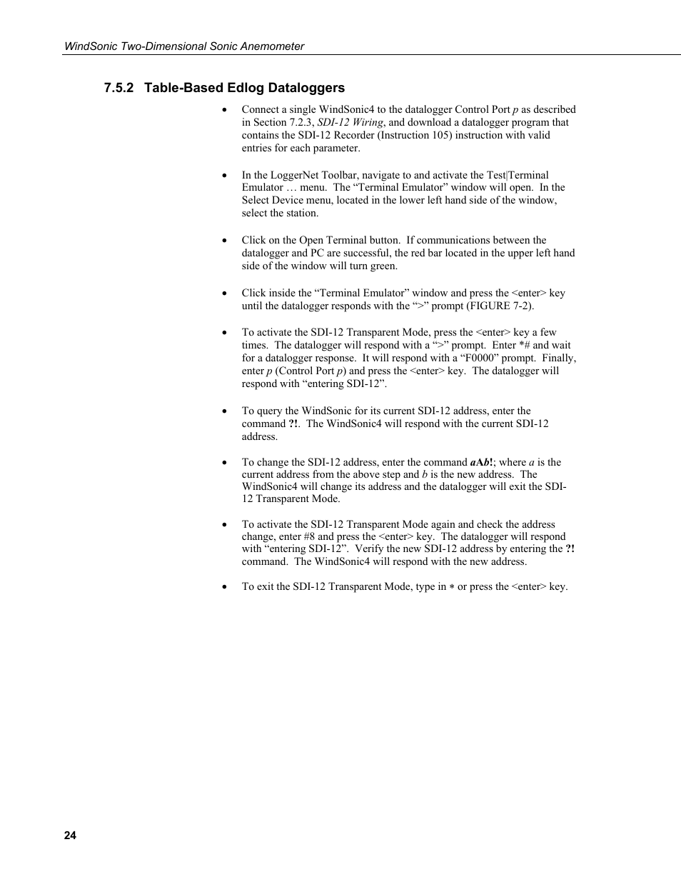2 table-based edlog dataloggers, Table-based edlog dataloggers | Campbell Scientific WINDSONIC 2-D Sonic Wind Sensors User Manual | Page 32 / 46