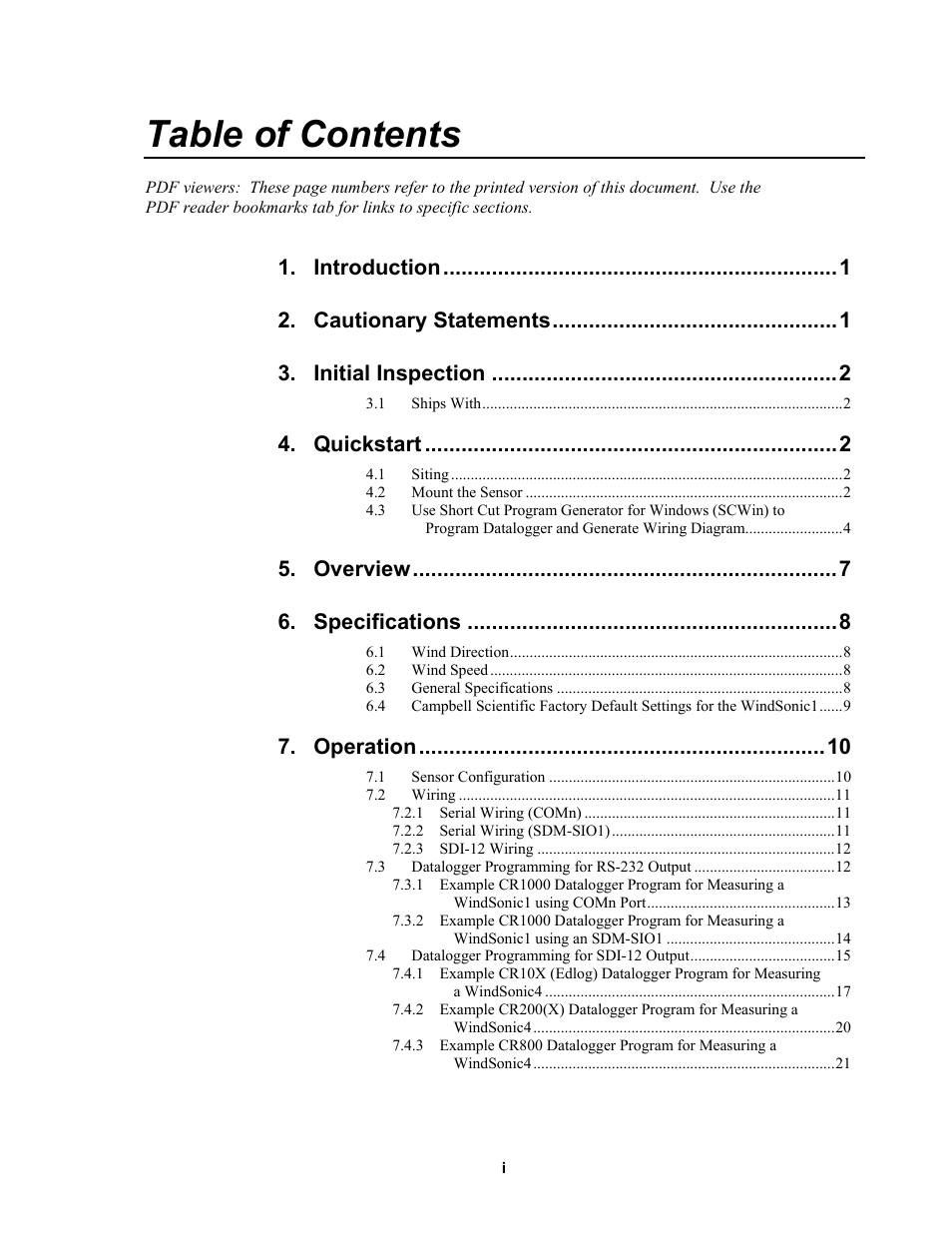 Campbell Scientific WINDSONIC 2-D Sonic Wind Sensors User Manual | Page 5 / 46