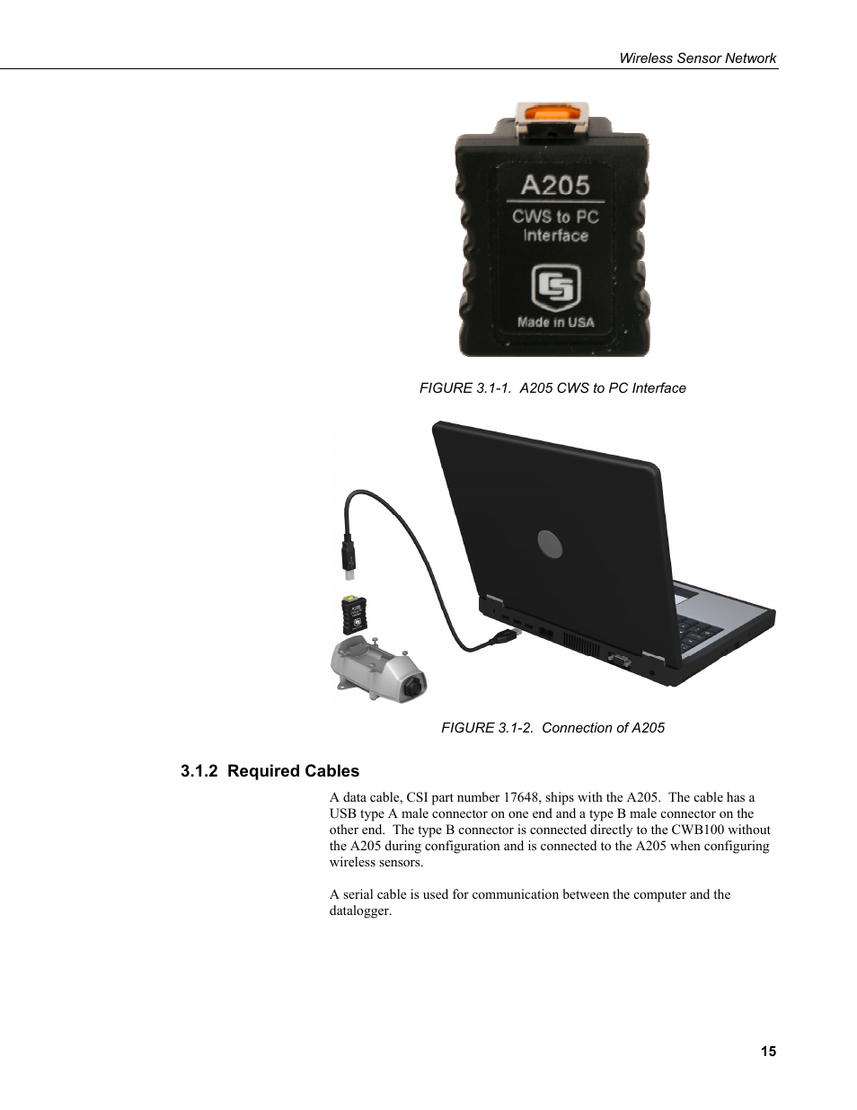 2 required cables | Campbell Scientific Wireless Sensor Network (CWB100, CWS220, and CWS900) User Manual | Page 23 / 70