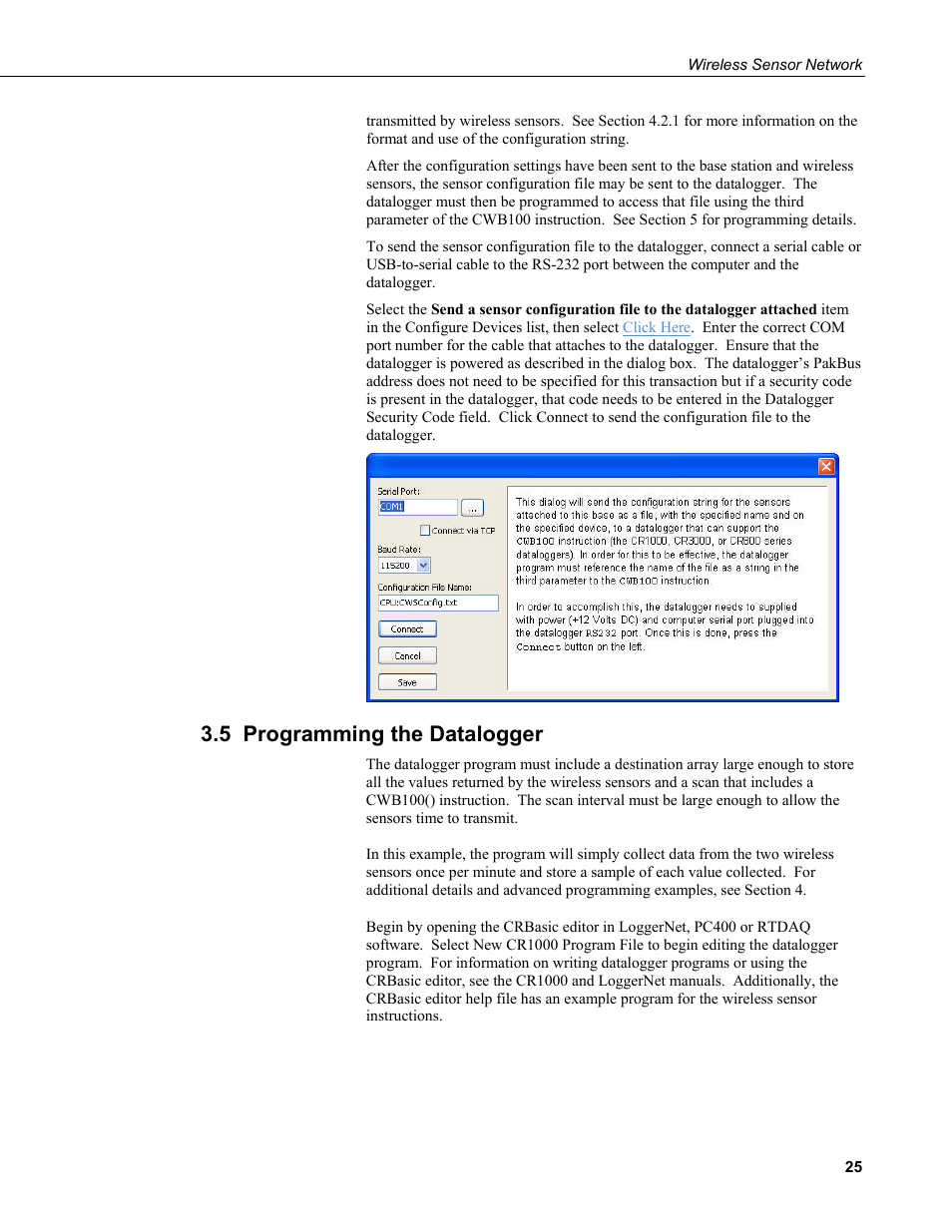 5 programming the datalogger | Campbell Scientific Wireless Sensor Network (CWB100, CWS220, and CWS900) User Manual | Page 33 / 70