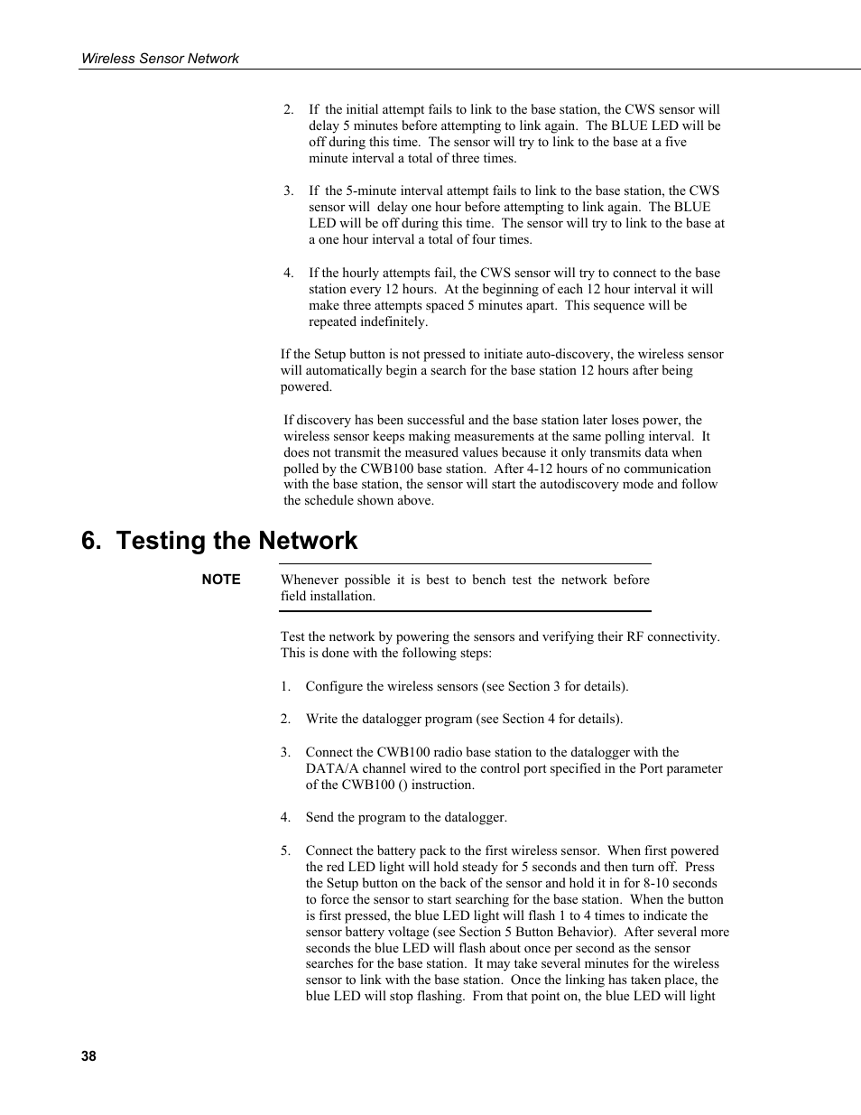 Testing the network | Campbell Scientific Wireless Sensor Network (CWB100, CWS220, and CWS900) User Manual | Page 46 / 70