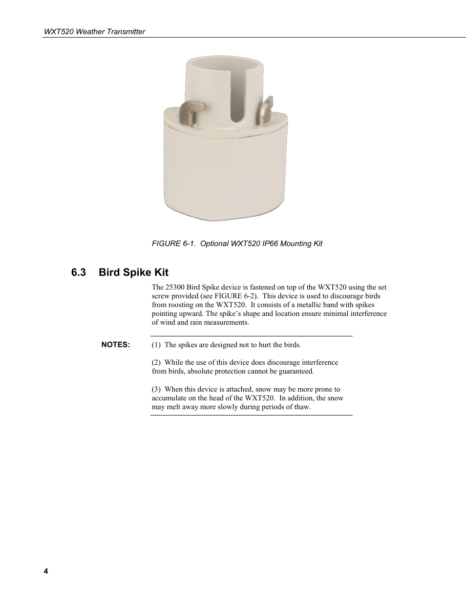 3 bird spike kit, Bird spike kit, 1. optional | Wxt520, Ip66 mounting kit | Campbell Scientific WXT520 Weather Transmitter User Manual | Page 10 / 22