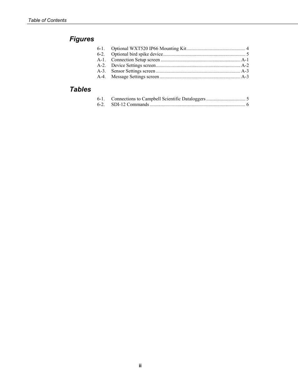 Figures, Tables | Campbell Scientific WXT520 Weather Transmitter User Manual | Page 6 / 22