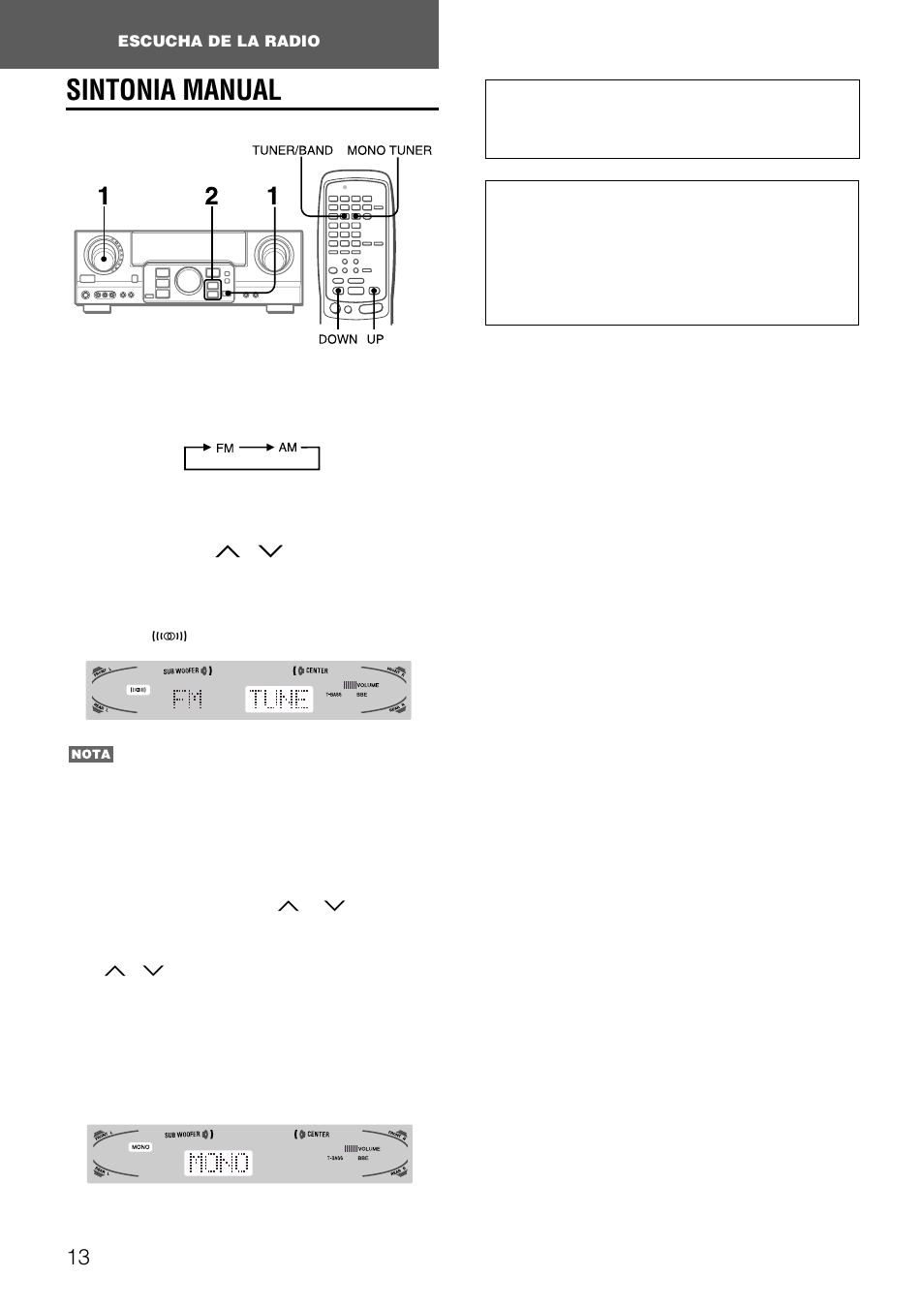 Sintonia manual | Aiwa AV-D97 User Manual | Page 45 / 80