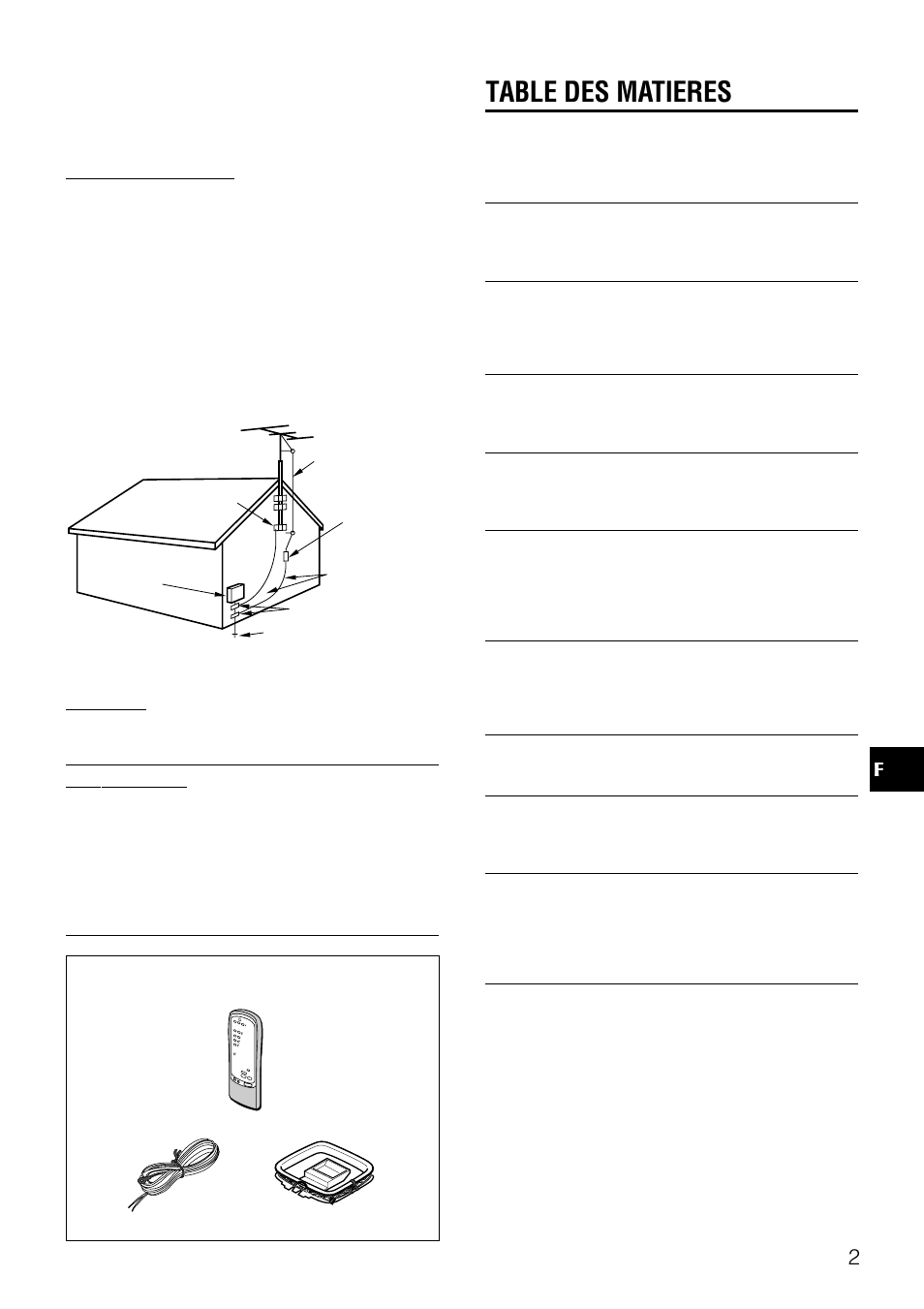 Table des matieres, Antenne extérieure, Entretien | Aiwa AV-D97 User Manual | Page 58 / 80