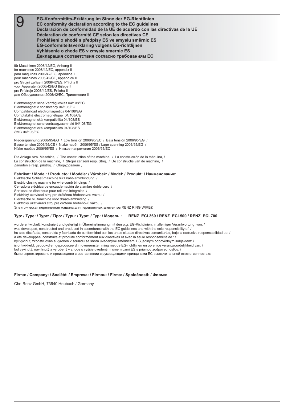 Renz ECL 360/500/700 User Manual | Page 21 / 22