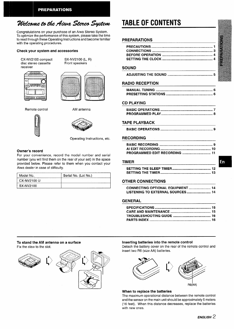 Aiwa NSX-V2100 User Manual | Page 3 / 52