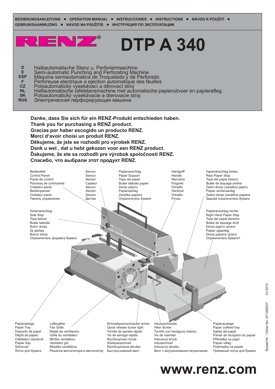 Renz DTP A 340 User Manual | 25 pages