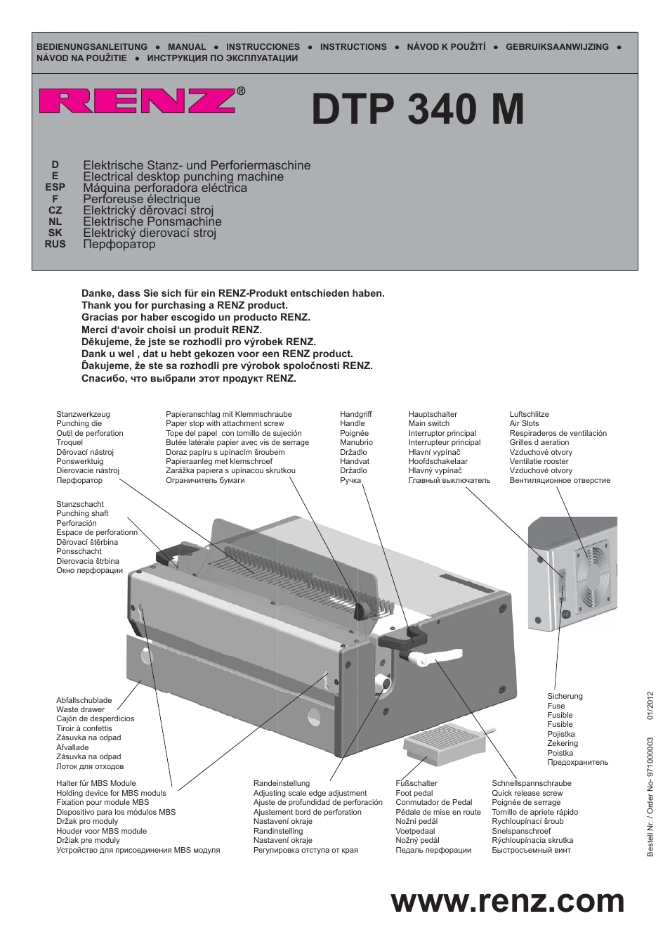 Renz DTP 340 M User Manual | 20 pages