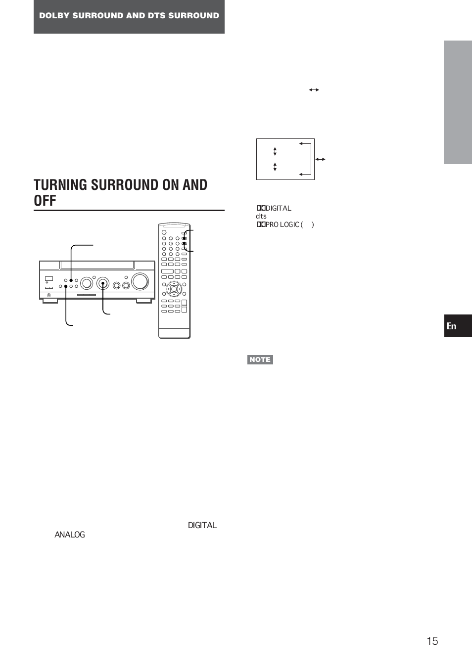 Turning surround on and off | Aiwa AV-NW50 User Manual | Page 15 / 22