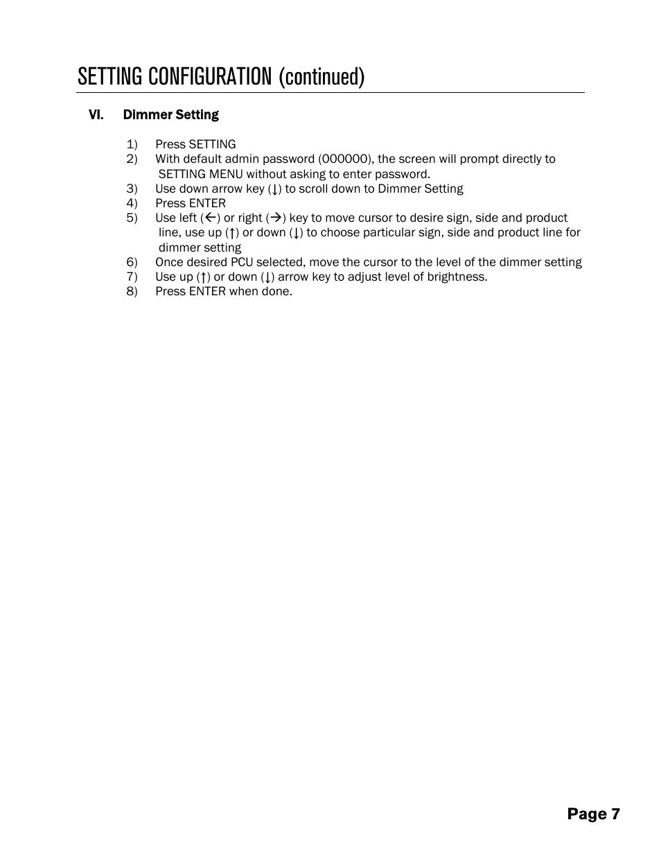 Setting configuration (continued), Page 7 | Pro-Lite Gas Pricers User Manual | Page 9 / 12