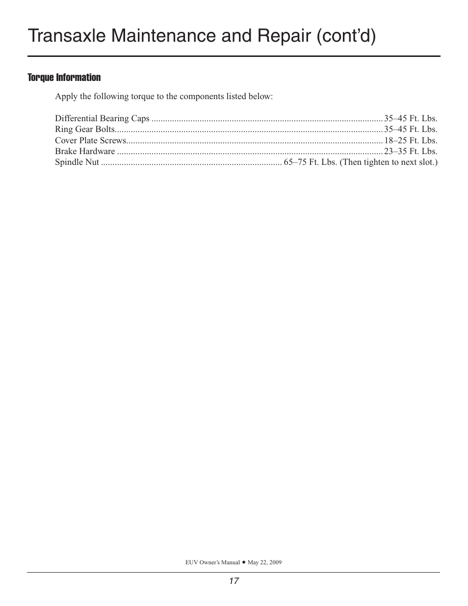 Transaxle maintenance and repair (cont’d) | Wesley Pack Mule User Manual | Page 17 / 32