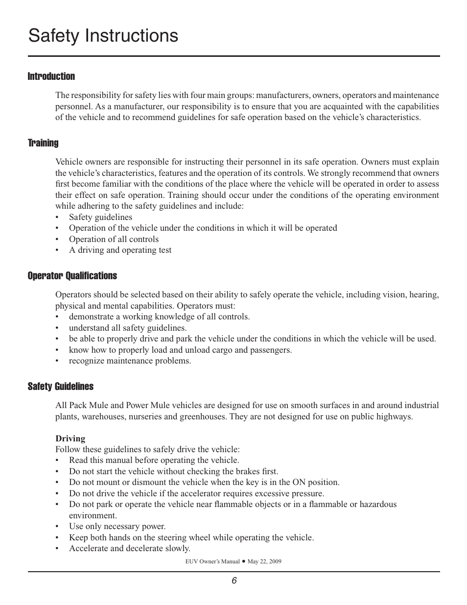 Safety instructions | Wesley Pack Mule User Manual | Page 6 / 32