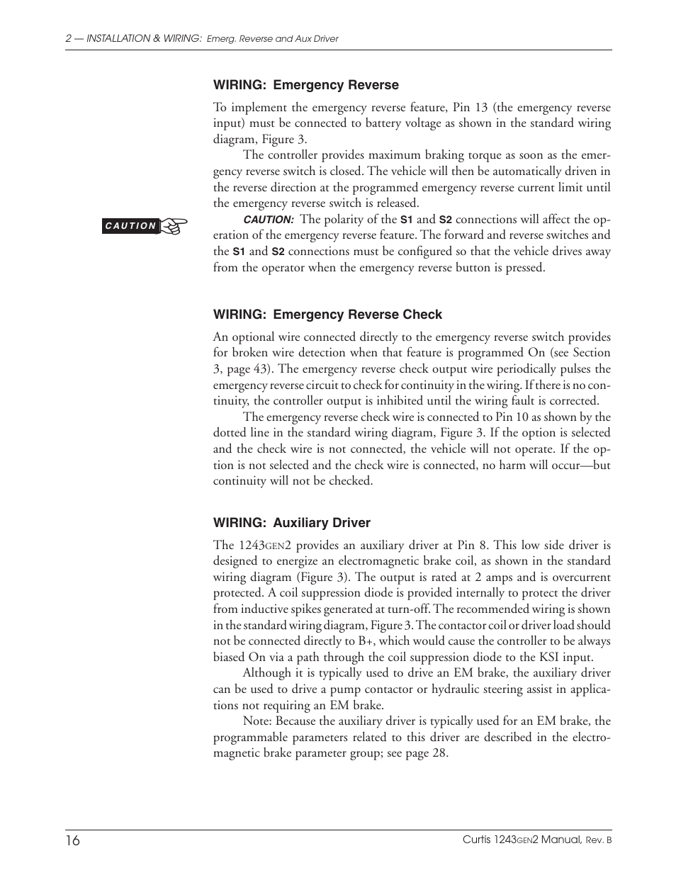 Wiring: emergency reverse, Wiring: emergency reverse check, Wiring: auxiliary driver | Wesley BCT-6200-6SA User Manual | Page 24 / 92