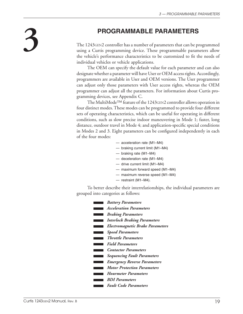 3 programmable parameters, Programmable parameters | Wesley BCT-6200-6SA User Manual | Page 27 / 92