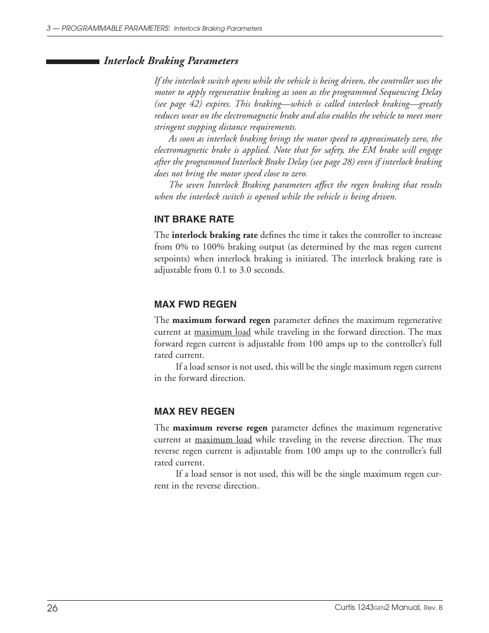 Interlock braking parameters | Wesley BCT-6200-6SA User Manual | Page 34 / 92