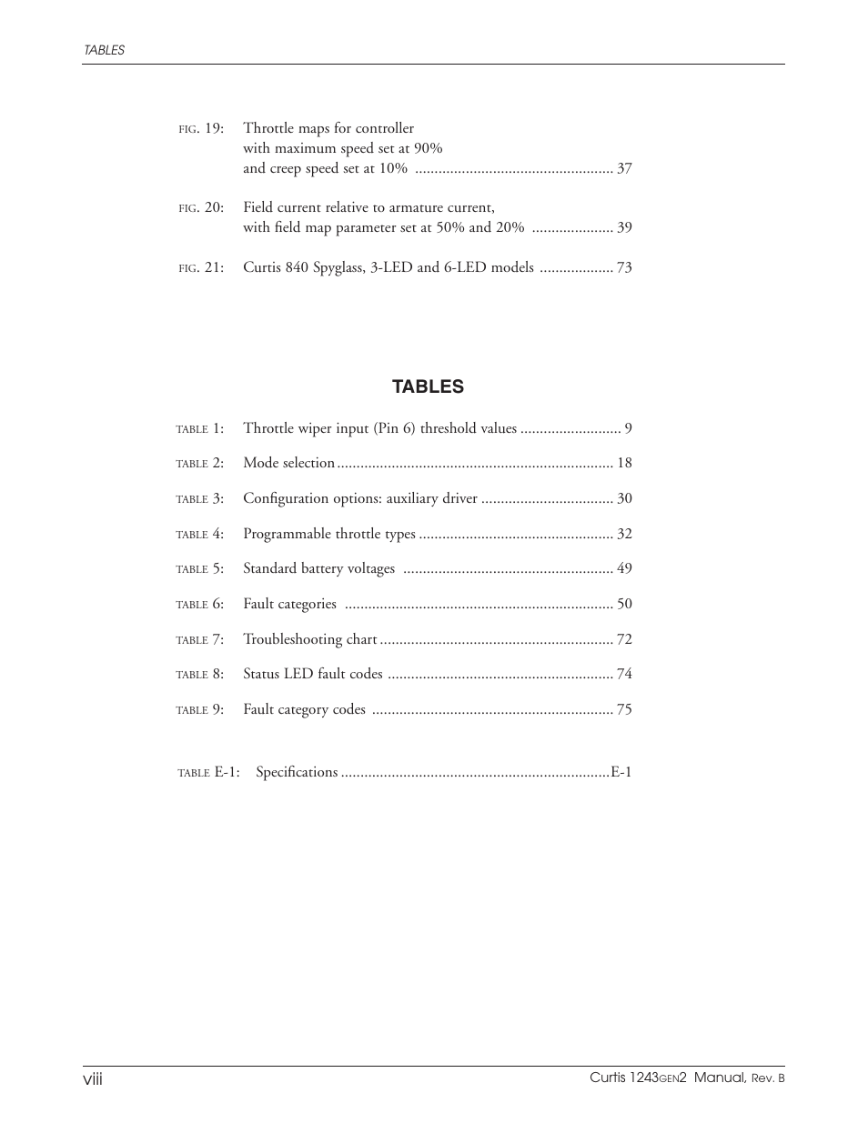 Tables | Wesley BCT-6200-6SA User Manual | Page 8 / 92