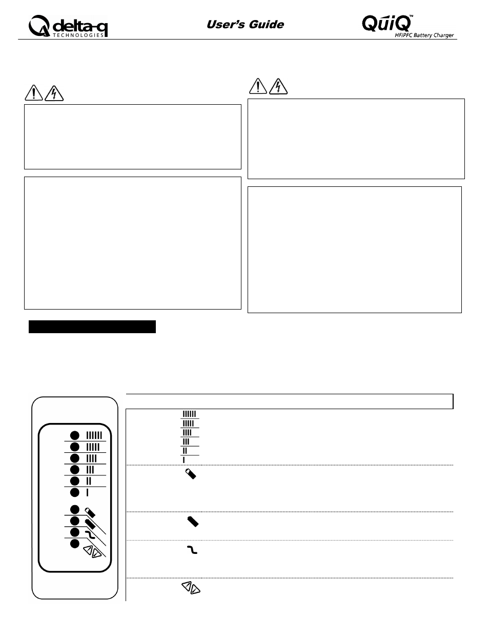 Save these important safety instructions, Informations importantes de sécurité, User’s guide | Operating instructions | Delta-Q Technologies QuiQ PFC Battery Chargers User Manual | Page 3 / 4