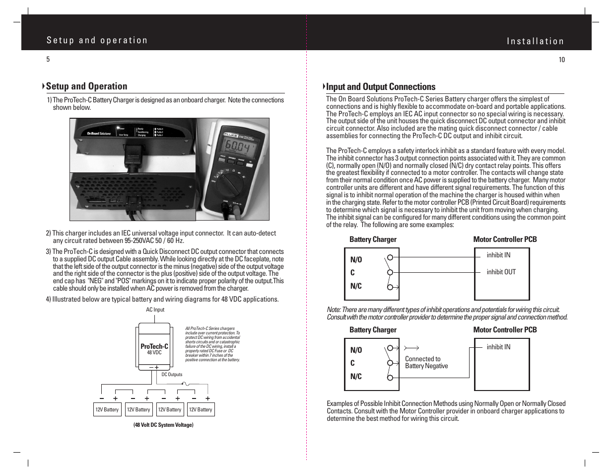 Input and output connections, Setup and operation | Wesley BC-6200-8SAC User Manual | Page 6 / 8