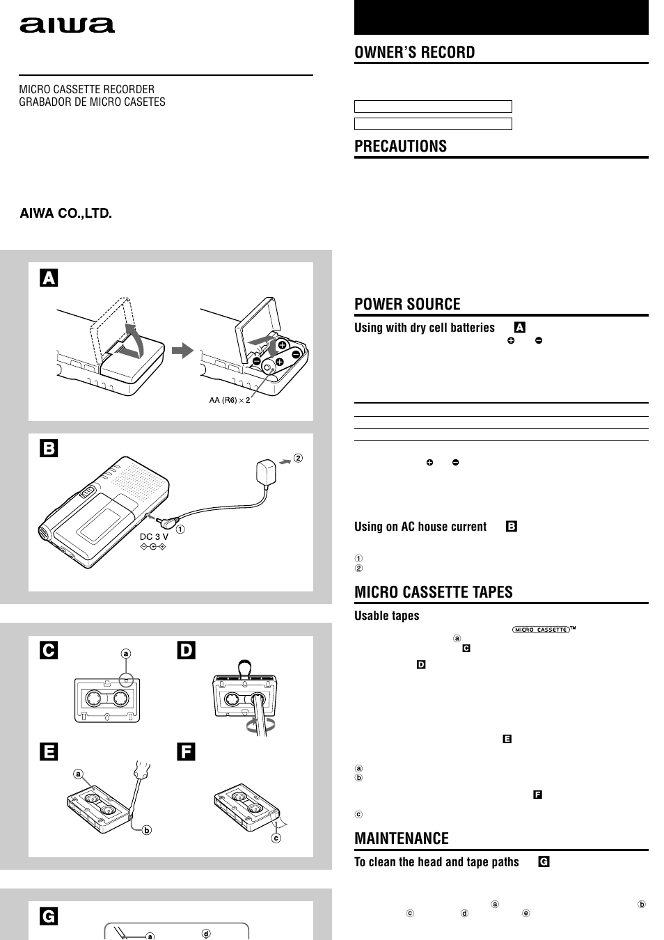 Aiwa TP-M140 User Manual | 4 pages