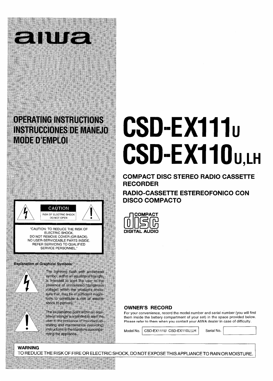 Aiwa CSD-EX110LH User Manual | 28 pages