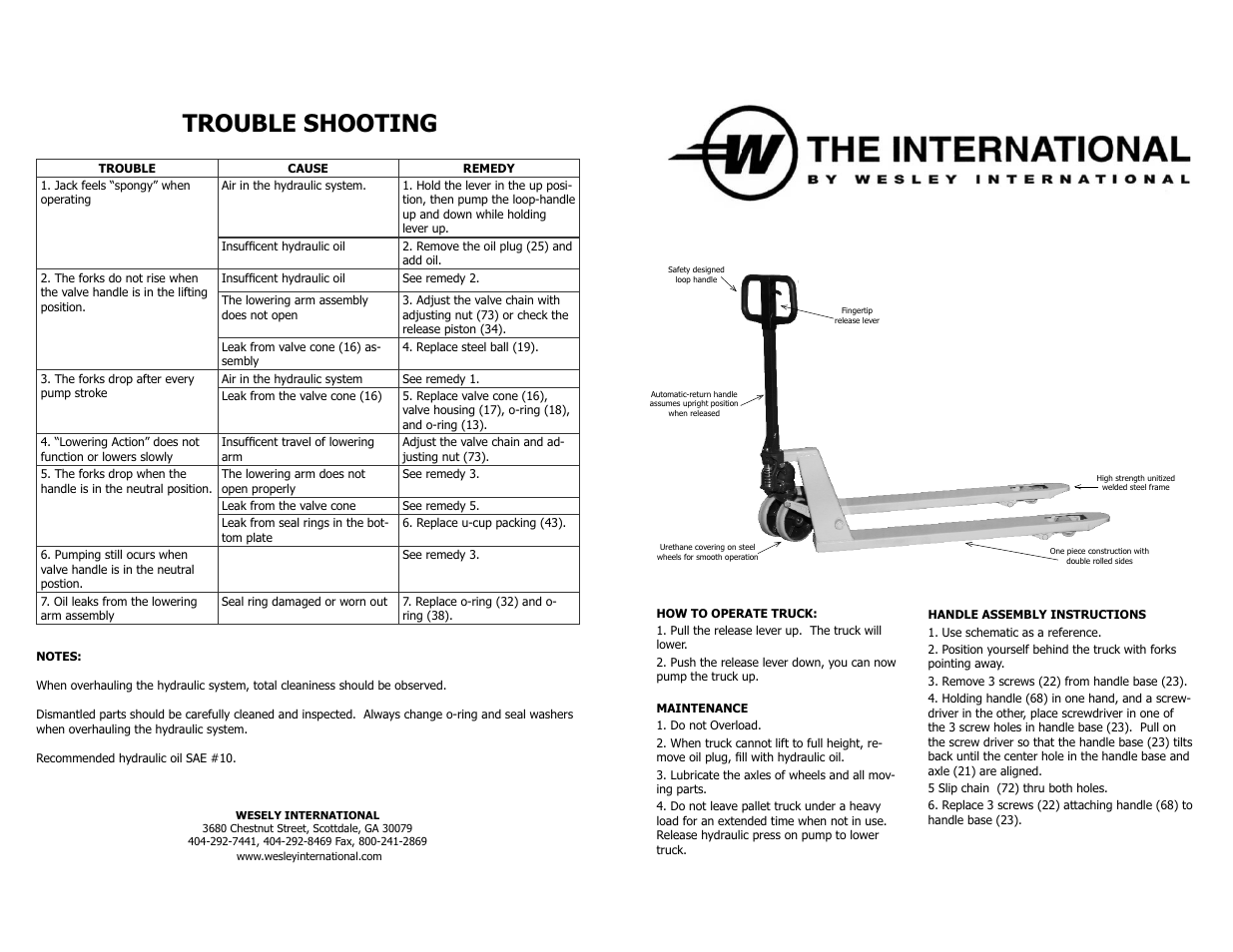 Wesley The international series User Manual | 2 pages