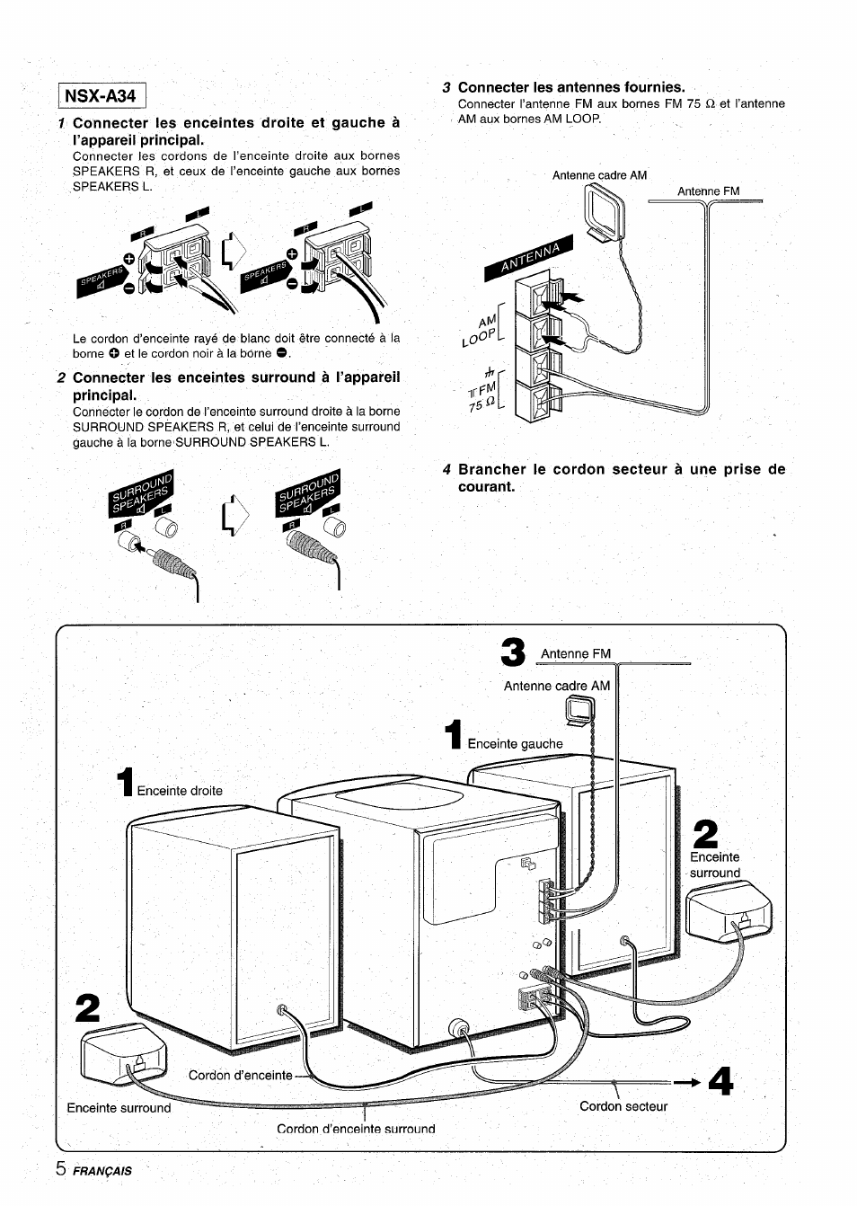 3 connecter les antennes fournies, Nsx-a34 | Aiwa CX-NA31 User Manual | Page 54 / 76