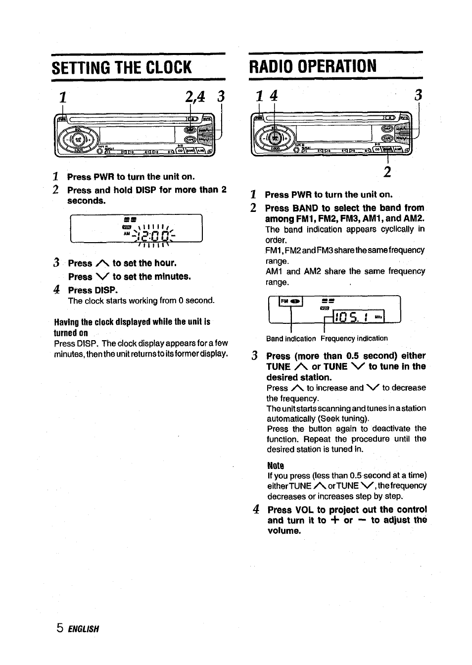 Setting the clock, Radio operation, Tpoo | Aiwa CDC-X145 User Manual | Page 6 / 16