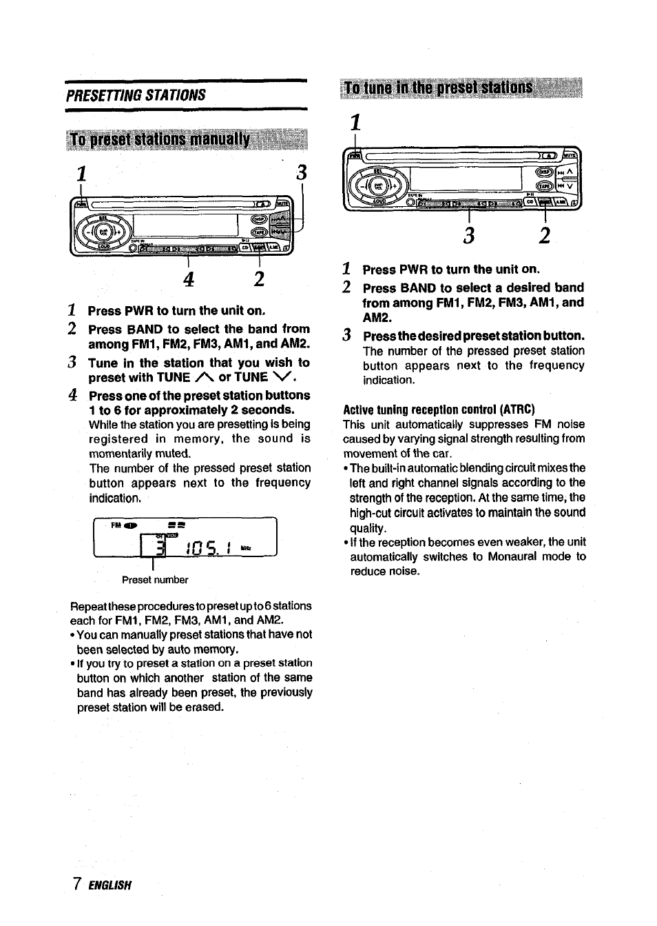 I .3 ips, Preseuing stations to preset stations manually 1 | Aiwa CDC-X145 User Manual | Page 8 / 16