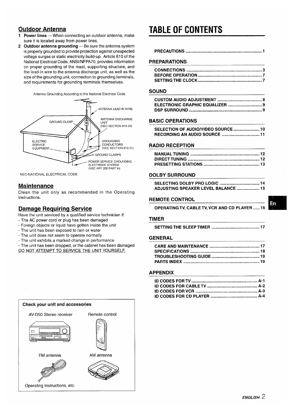 Aiwa AV-D50 User Manual | Page 3 / 68