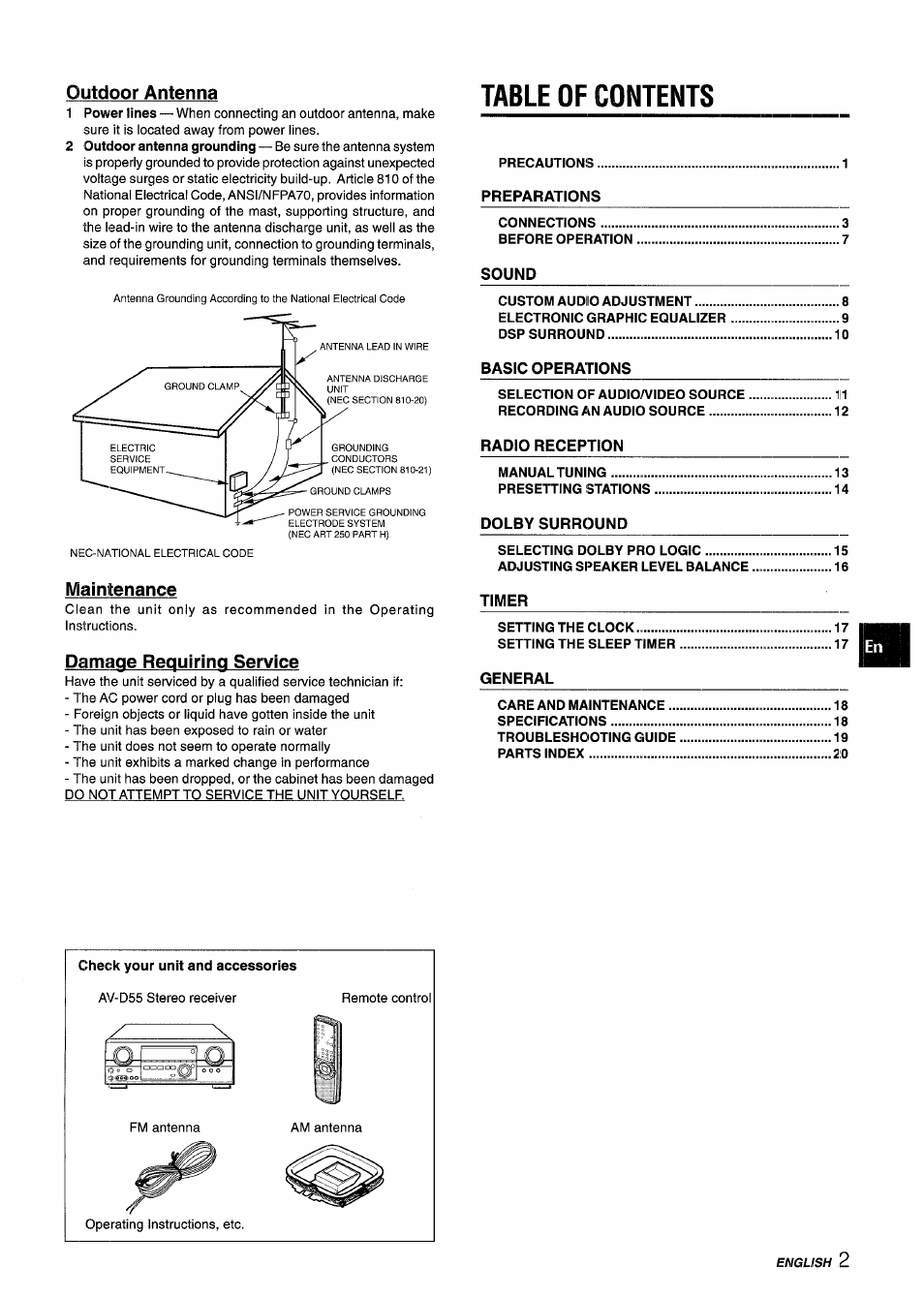 Aiwa AV-D55 User Manual | Page 3 / 64