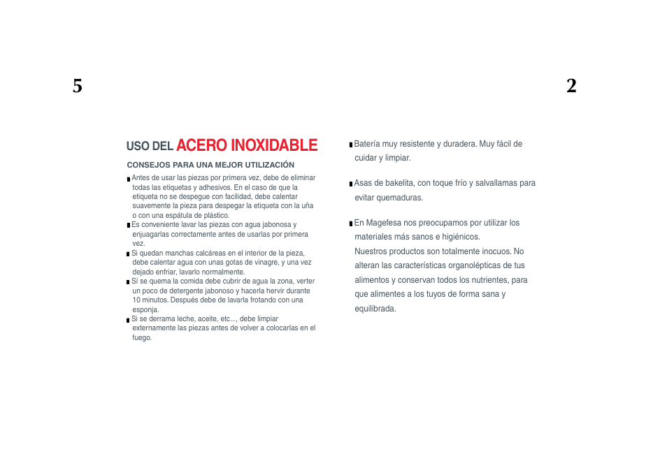 Im_deliss-03, Acero inoxidable, Uso del | Magefesa IM Deliss User Manual | Page 3 / 8