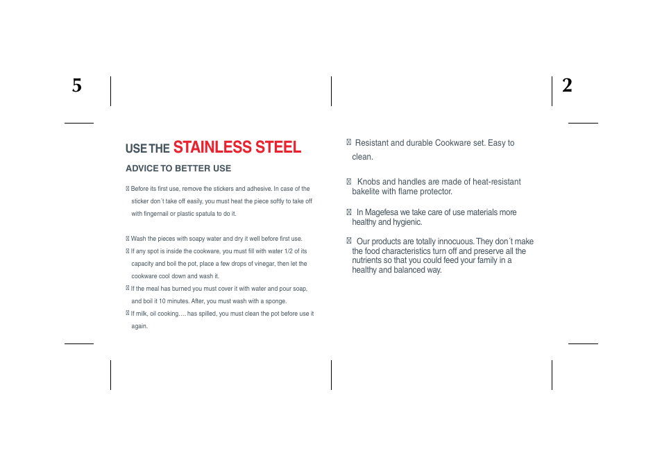 Im_deliss_usa-03, Stainless steel, Use the | Magefesa IM Deliss User Manual | Page 7 / 8